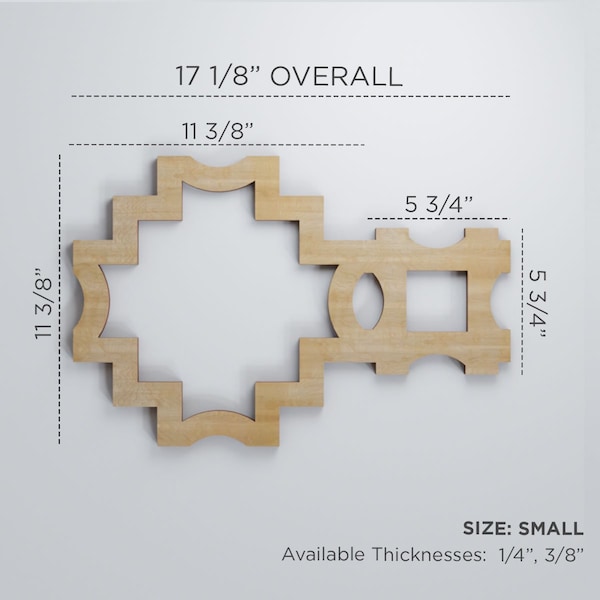 Small Cordova Decorative Fretwork Wood Wall Panels, Birch, 17 1/8W X 11 3/8H X 3/8T